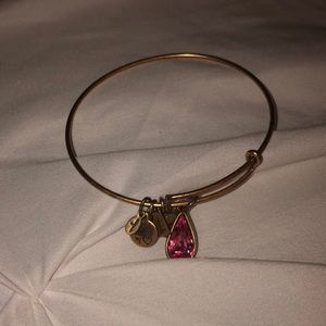 Alex and Ani gold pink crystal water drop bracelet